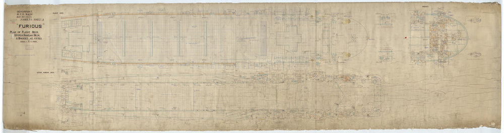 Upper deck plan of HMS Furious (1916)
