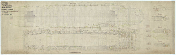 Flight deck plan of HMS Glorious (1916)