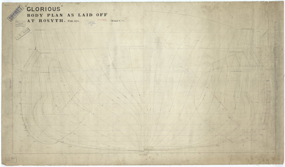 Body plan of HMS Glorious (1916)