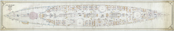 Upper deck plan of HMS New Zealand (1911), as fitted 1913