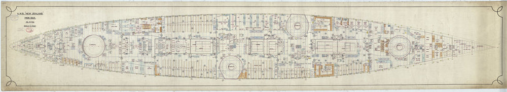 Main deck plan of HMS New Zealand (1911), as fitted 1913