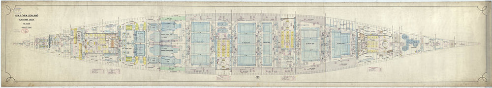 Platform deck plan of HMS New Zealand (1911), as fitted 1913