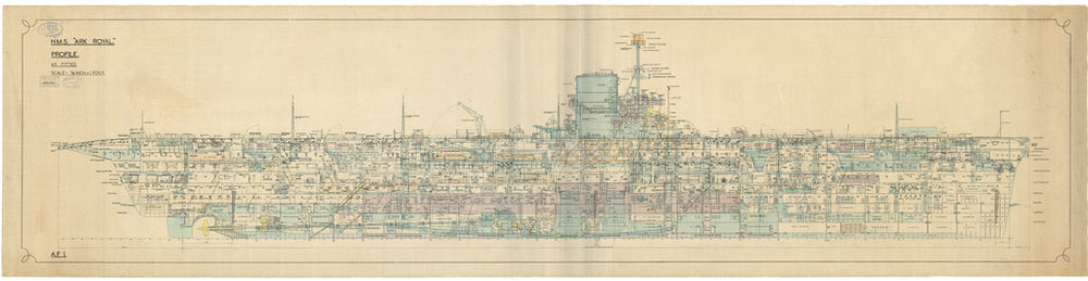 Inboard profile plan of HMS Ark Royal (1937)