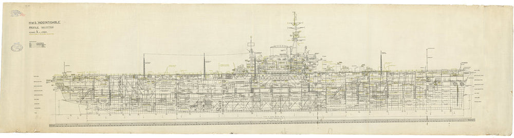 Inboard profile plan of HMS Indefatigable (1942)