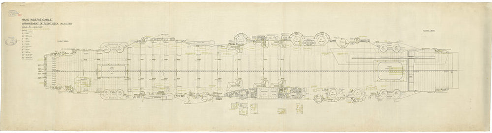 Flight deck plan of HMS Indefatigable (1942)