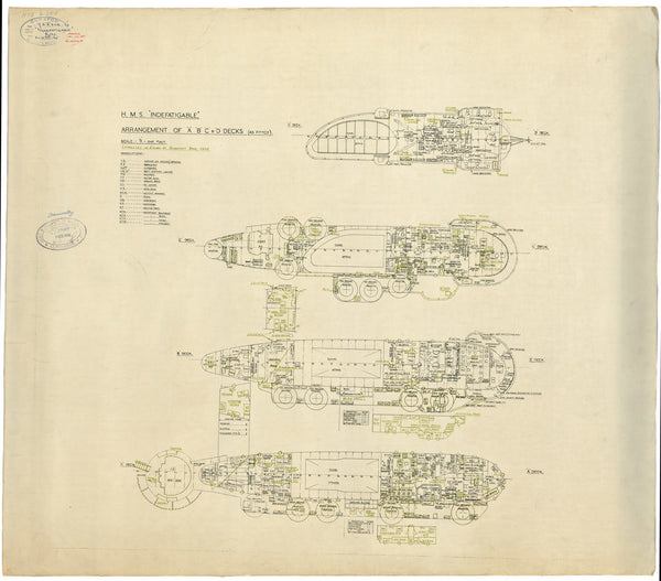 Island decks plan of HMS Indefatigable (1942)