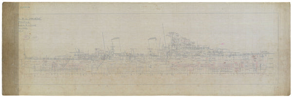 Profile plan of HMS Phoebe (1939)