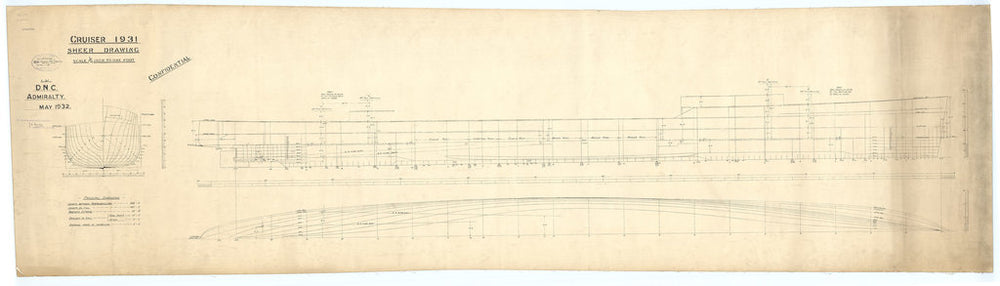 Sheer lines plan of HMS Ajax (1934)