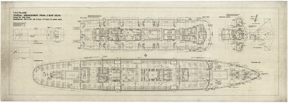 General arrangement. Promenade and boat decks plans of the cross channel passenger steamer T.S.S. 'Falaise' (1946)