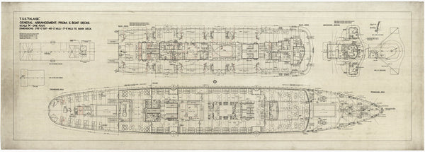 General arrangement. Promenade and boat decks plans of the cross channel passenger steamer T.S.S. 'Falaise' (1946)