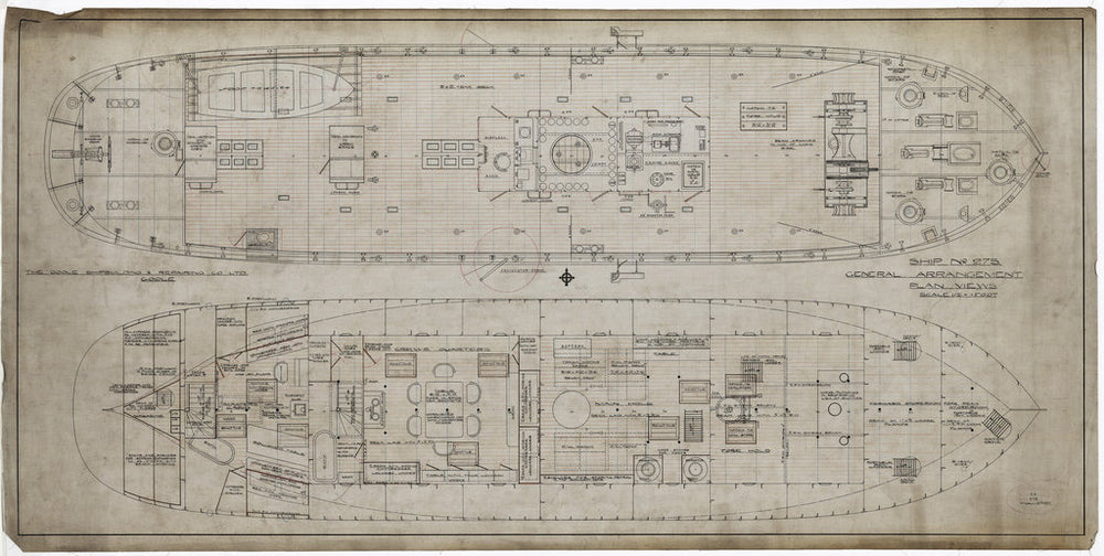 General arrangement plan views, decks as designed for Spurn Lightvessel No. 12 (1927)