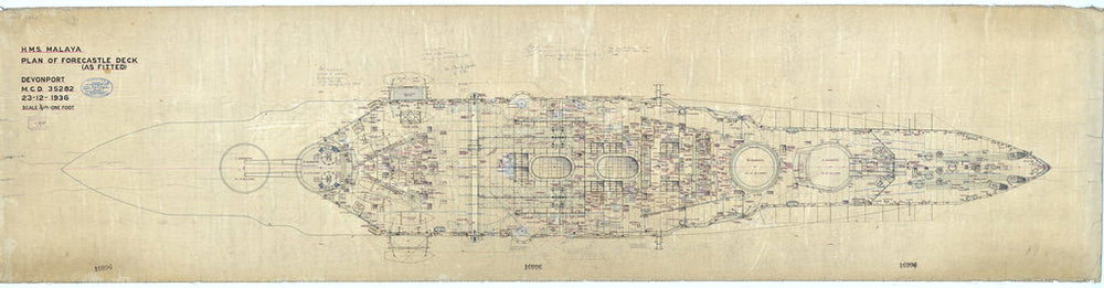 Forecastle deck plan for HMS Malaya (1915)