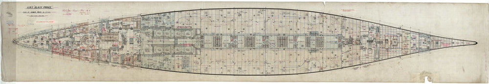 Lower deck plan for HMS 'Black Prince' (1904)