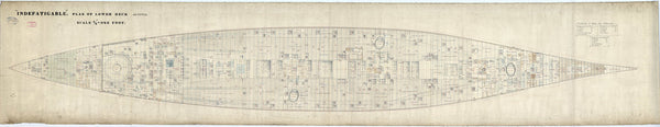 Lower deck plan for HMS 'Indefatigable' (1909)