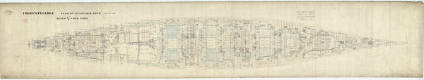 Platform deck plan for HMS 'Indefatigable' (1909)