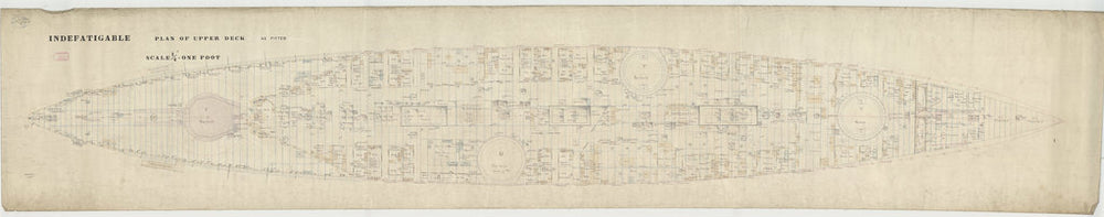 Upper deck plan for HMS 'Indefatigable' (1909)