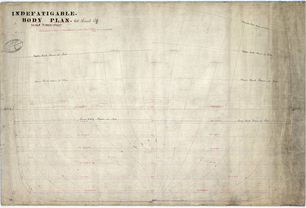 Body plan as laid off for HMS Indefatigable (1909)