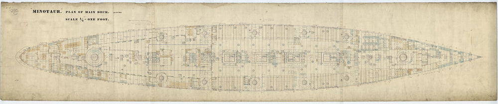 Main deck plan for HMS Minotaur (1906)