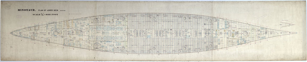 Lower deck plan for HMS Minotaur (1906)