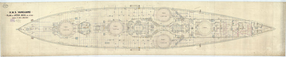 Upper deck plan for HMS 'Vanguard' (1909)