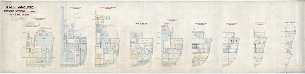 Forward sections as fitted plan for HMS 'Vanguard' (1909)