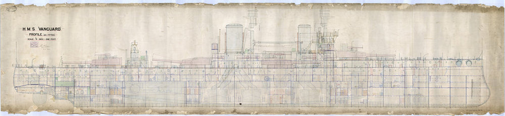 Profile, long section plan for HMS 'Vanguard' (1909)