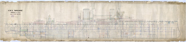 Profile, long section plan for HMS 'Vanguard' (1909)