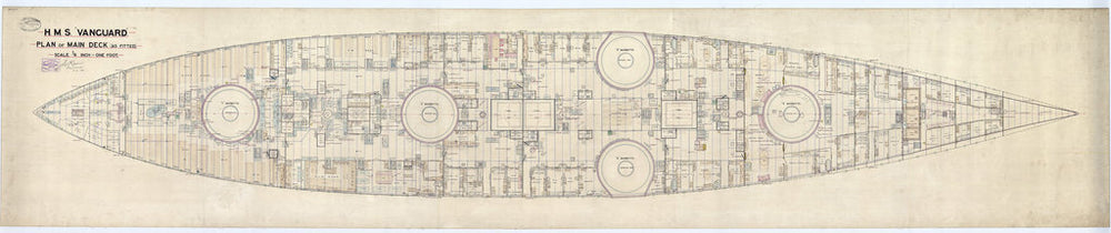Main deck plan for HMS 'Vanguard' (1909)