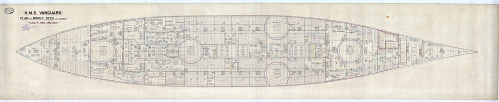 Middle deck plan for HMS 'Vanguard' (1909)