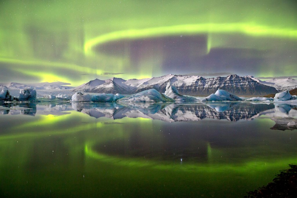 Detail of Aurora Over a Glacier Lagoon by James Woodend