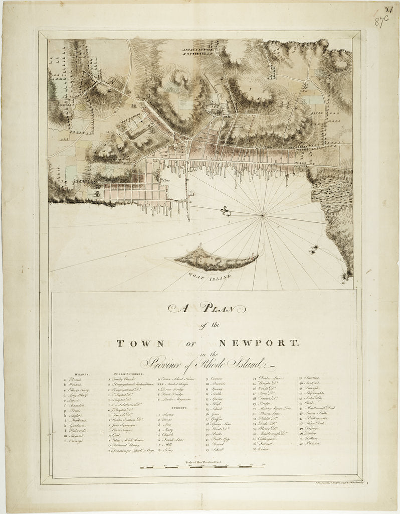 Detail of A plan of the town of Newport in the province of Rhode Island by Joseph Frederick Wallet Des Barres; Des Barres; Charles Blaskowitz