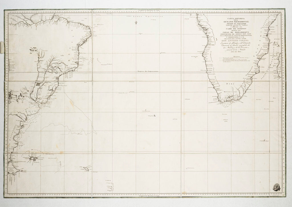 Detail of Chart of the Atlantic Ocean south of the Equator, 1785 by Deposito Hidrografico