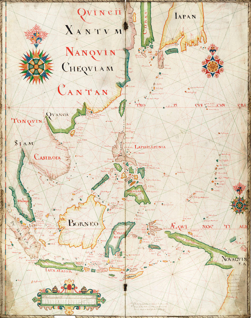 Detail of Map of the East Indies, 1665 by Nicholas Comberford