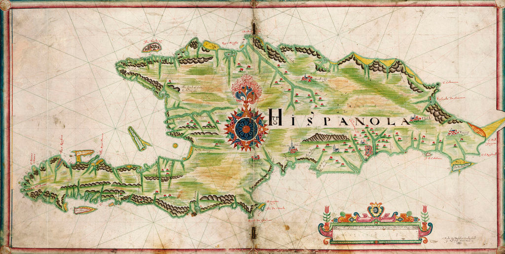 Detail of Map of Hispaniola, 1653 by Nicholas Comberford