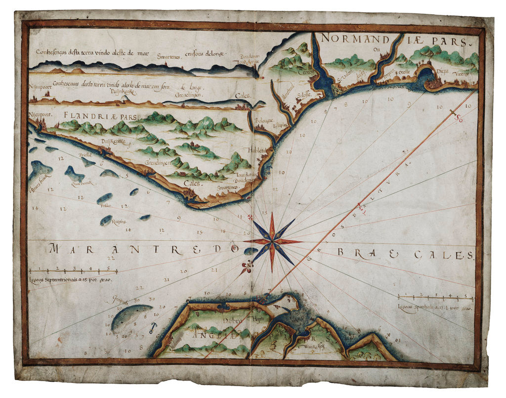 Detail of Chart of Dover Strait by Luis Teixeira
