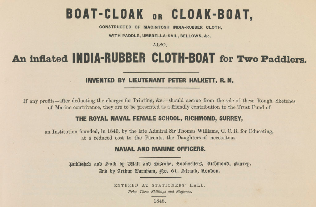 Detail of The Boat-cloak or cloak boat invented by Peter Halkett, R.N. by unknown