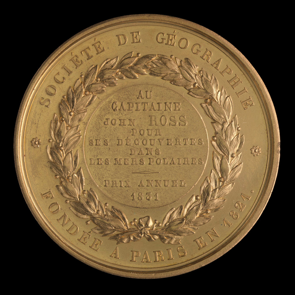 Detail of Large Gold medal, Société Géographie, Paris, 1827 by Andrieu