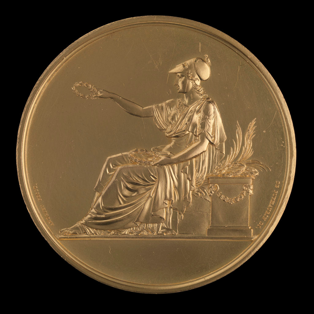 Detail of Large Gold medal, Société de Géographie, Paris, 1827 by Andrieu