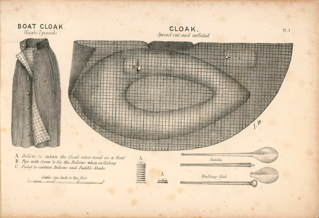 Detail of The boat-cloak or cloak boat...invented by Peter Halkett, R.N. by Peter Halkett