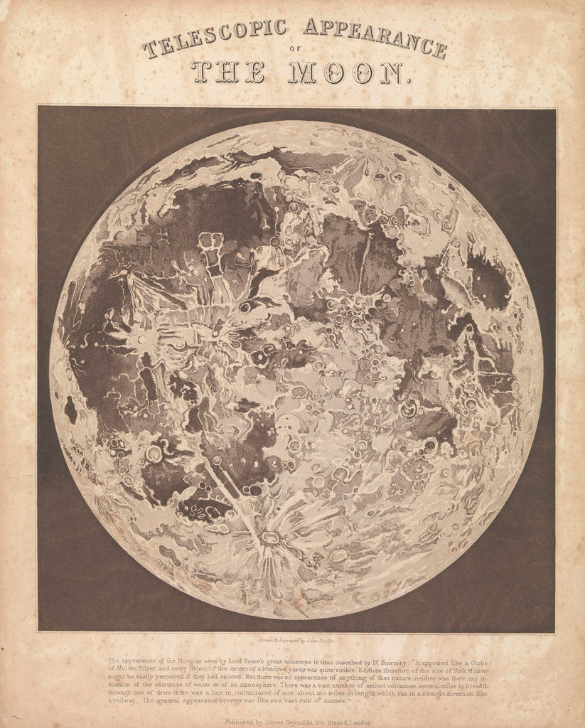 Detail of Telescopic appearance of the moon by James Reynolds
