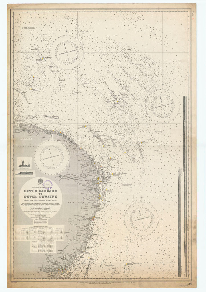 Detail of England-East Coast. Outer Gabbard to Outer Dowsing by British Admiralty
