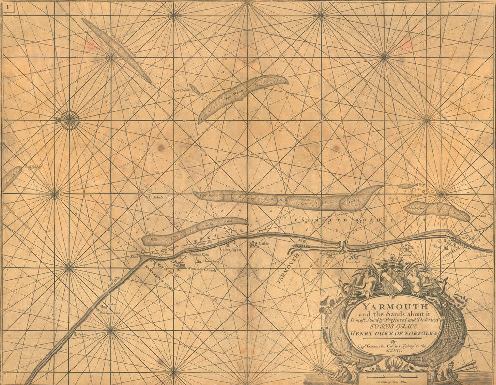 Detail of Chart of Yarmouth and the sands about it by Greenville