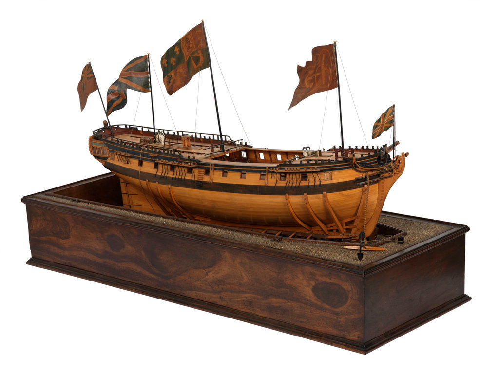 Detail of Model of the 'Mermaid' (1784), warship, frigate, 32 guns by George Stockwell