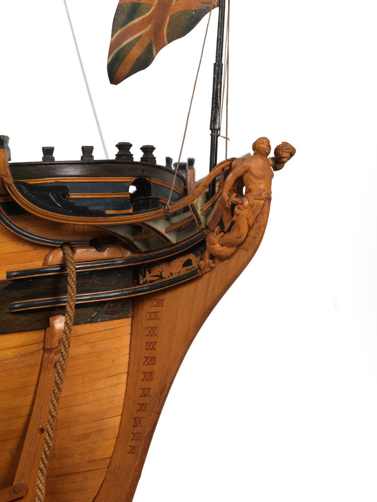 Detail of Model of the 'Mermaid' (1784), warship, frigate, 32 guns by George Stockwell