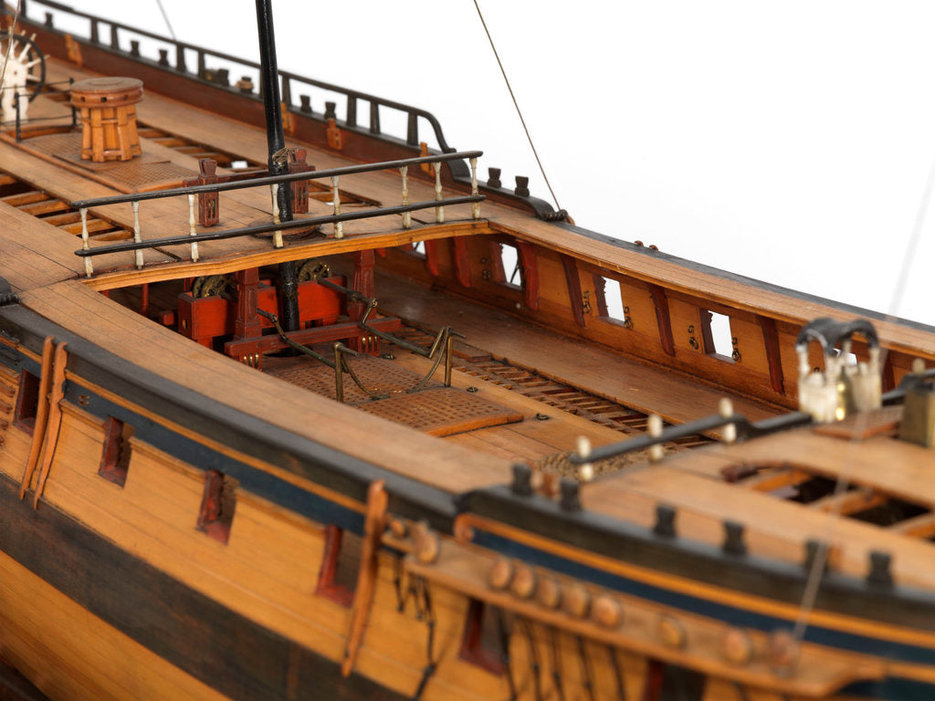Detail of Model of the 'Mermaid' (1784), warship, frigate, 32 guns by George Stockwell