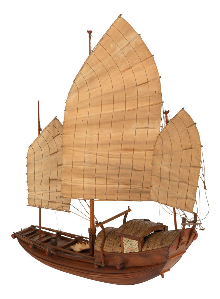 Detail of A model of a cargo vessel; Junk, Upper Yangtze by unknown