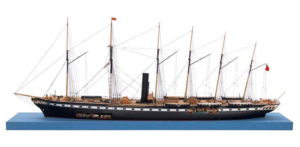 Detail of Ship model of the passenger/cargo vessel SS 'Great Britain' (1843) by Bassett-Lowke Ltd