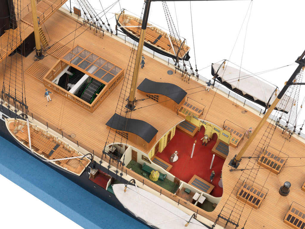 Detail of Ship model of the passenger/cargo vessel SS 'Great Britain' (1843) by Bassett-Lowke Ltd