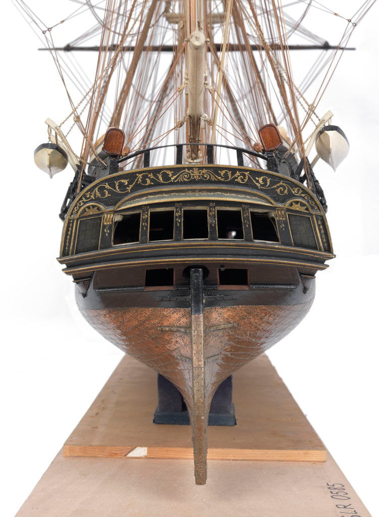 Detail of A full hull and rigged model of the warship and 36-gun frigate 'Phoebe' (1795) by unknown