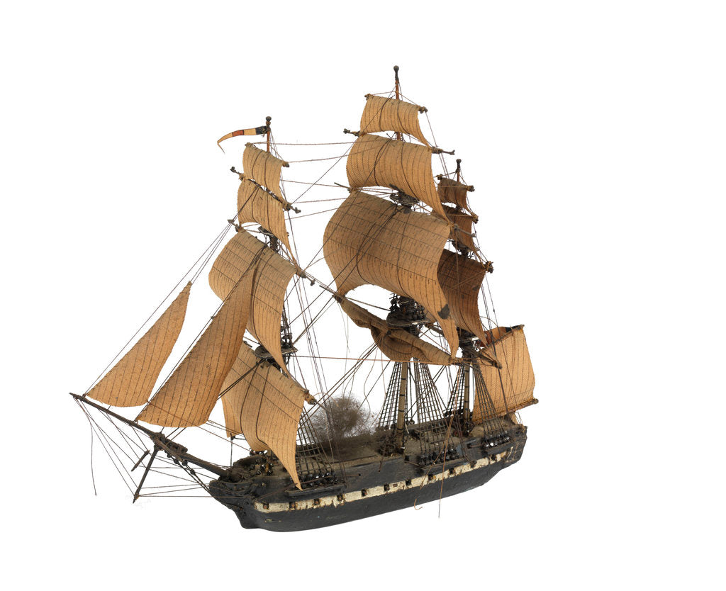 Detail of 'Hermione'; warship; frigate by William Haines